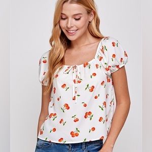 New Cherry print blouse size medium NWOT